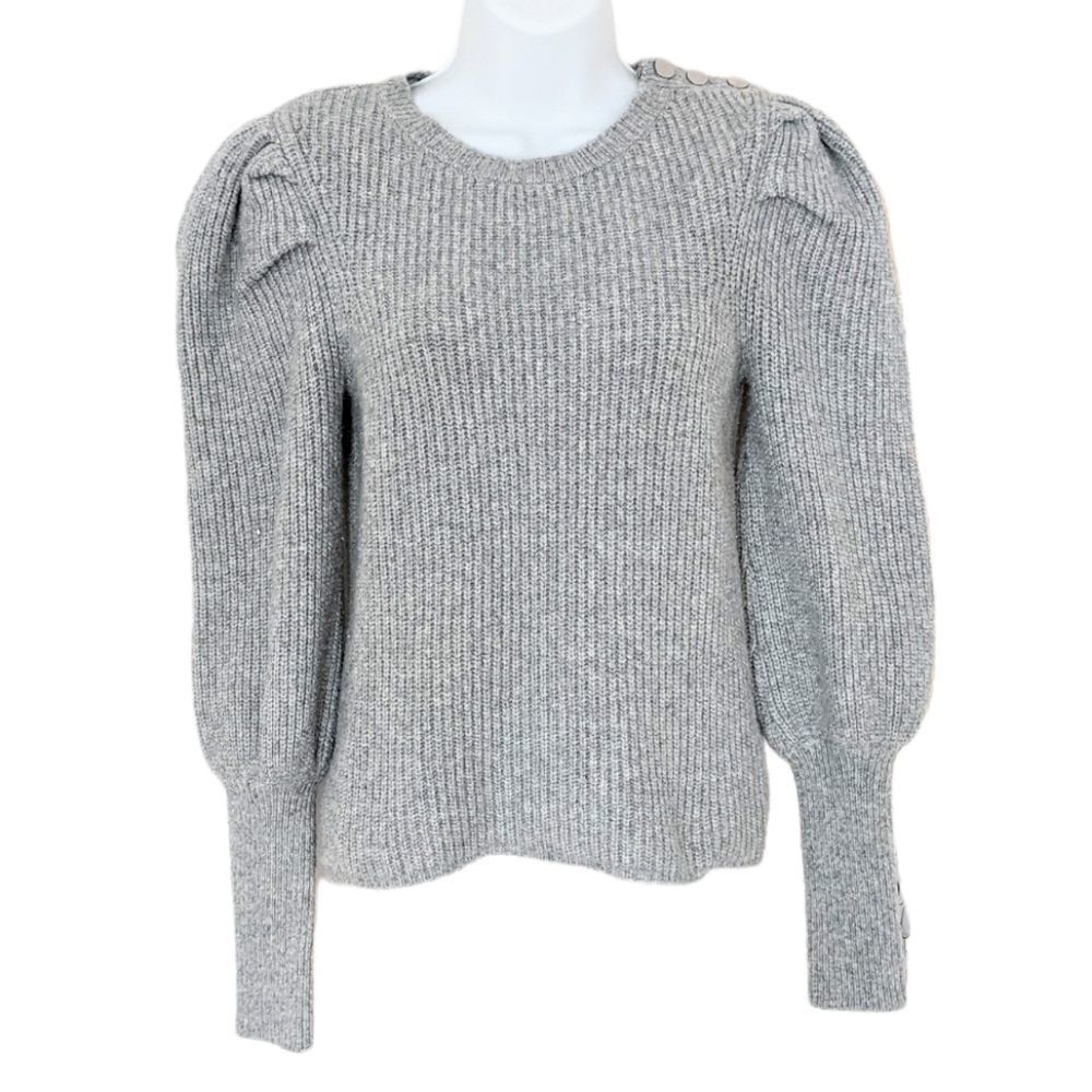 Etam cable knit sweater with puff sleeves grey XS @K